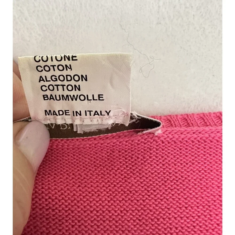 Maria Di Ripabianca Women Fuchsia Knit 100% Cotton Short Sleeve Sweater Sz 44/8
